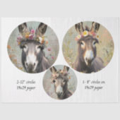 Decoupage 2-12" Circle & 8" Whimsical Donkey Trio 薄葉紙 (正面)