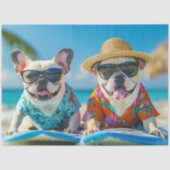 Decoupage 2 Beach Day French Bulldogs 薄葉紙 (正面)