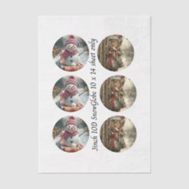 Decoupage 3" Mould Snow Globe Snowman & Girl  薄葉紙