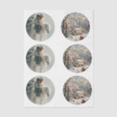 Decoupage 3" Snow Globe Moulds Child Horse Winter 薄葉紙 (正面)