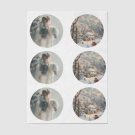 Decoupage 3" Snow Globe Moulds Child Horse Winter  薄葉紙