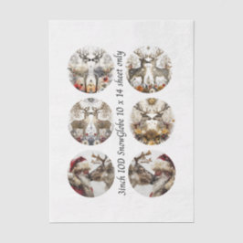 Decoupage 3" Snow Globe Moulds Floral Deer & Santa 薄葉紙