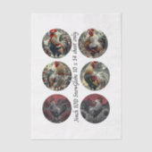 Decoupage 3" Snow Globe Moulds Roosters Red Barn 薄葉紙 (正面)