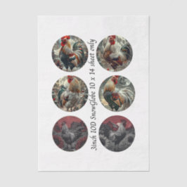 Decoupage 3" Snow Globe Moulds Roosters Red Barn 薄葉紙