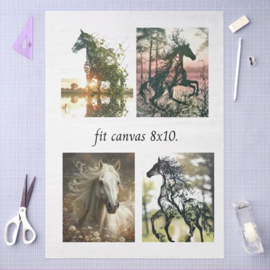 Decoupage 4 Horse Designs Fit 8x10 Canvas  薄葉紙 (クラフト)