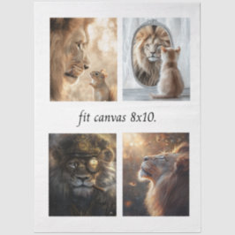 Decoupage 4 Lions Papers Fits 8 x 10 Canvas  薄葉紙