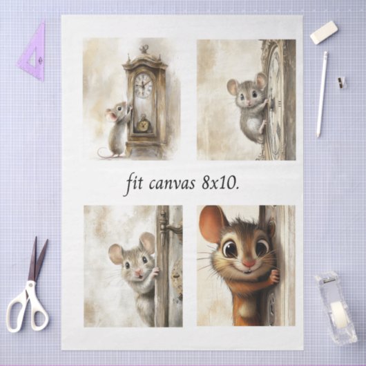 Decoupage 4 Mice Papers Fit 8 x 10 Canvas 薄葉紙 (クラフト)