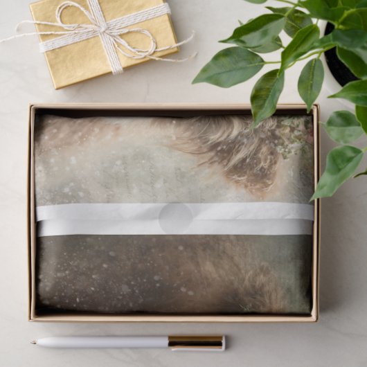 Decoupage 5x7 Highland Calves Winter Scene  薄葉紙 (ギフト)