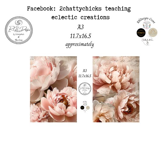 Decoupage A3 Botanical Peach Designs Scrapbooking 薄葉紙