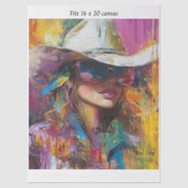 Decoupage Abstract Cowgirl 16x20 Canvas  薄葉紙