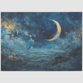 Decoupage Abstract Night Sky Crescent Moon  薄葉紙