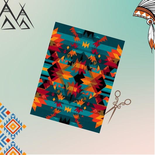 Decoupage American Indian Symmetrical Tapestry Art 薄葉紙