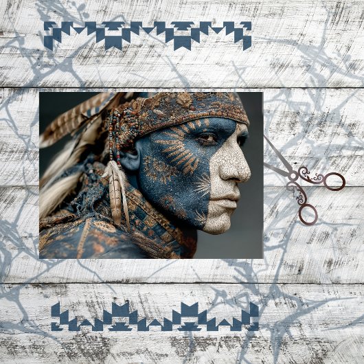 Decoupage American Indian Warrior Chief 薄葉紙