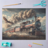 Decoupage American Locomotive With Flag & Eagle 薄葉紙 (クラフト)