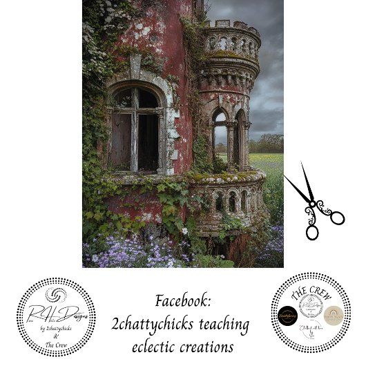 Decoupage Ancient Irish Castle Overgrown Ivy  薄葉紙