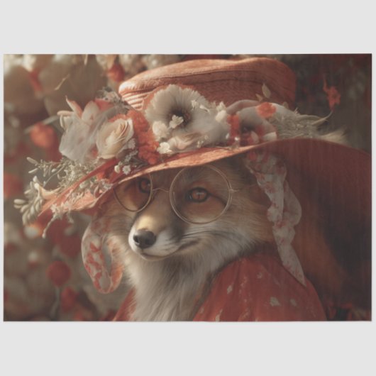 Decoupage Autumn Fox Rustic Southern Charm 薄葉紙 (正面)