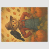 Decoupage Autumn Scarecrow Floppy Hat Pumpkins 薄葉紙 (正面)