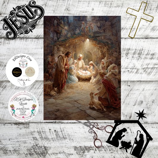 Decoupage Baby Jesus Nativity Scene 薄葉紙