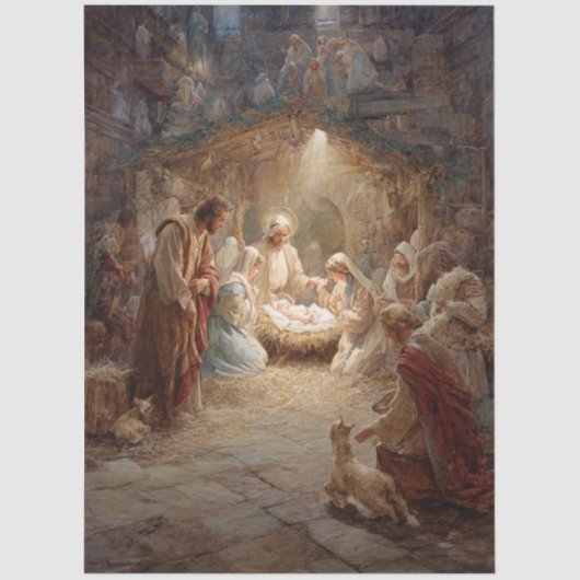 Decoupage Baby Jesus Nativity Scene  薄葉紙 (正面)