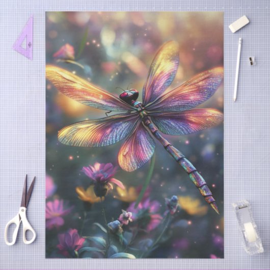 Decoupage Background Dragon Fly Purple Hues 薄葉紙 (クラフト)