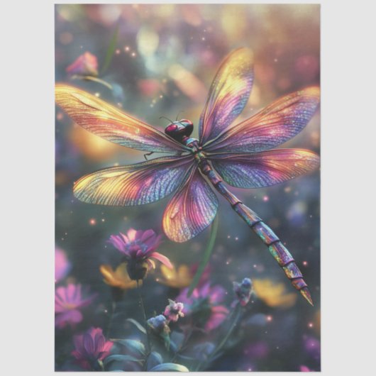 Decoupage Background Dragon Fly Purple Hues 薄葉紙 (正面)