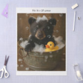 Decoupage Bear Cub Bubble Bath 16x20 Canvas 薄葉紙 (クラフト)