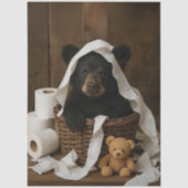 Decoupage Bear in Basket Toilet Paper Bathroom  薄葉紙 (正面)
