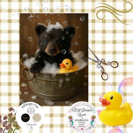 Decoupage Bear in Basket Toilet Paper Bathroom  薄葉紙
