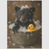 Decoupage Black Bear Tub Bubbles Rubber Duck  薄葉紙 (正面)