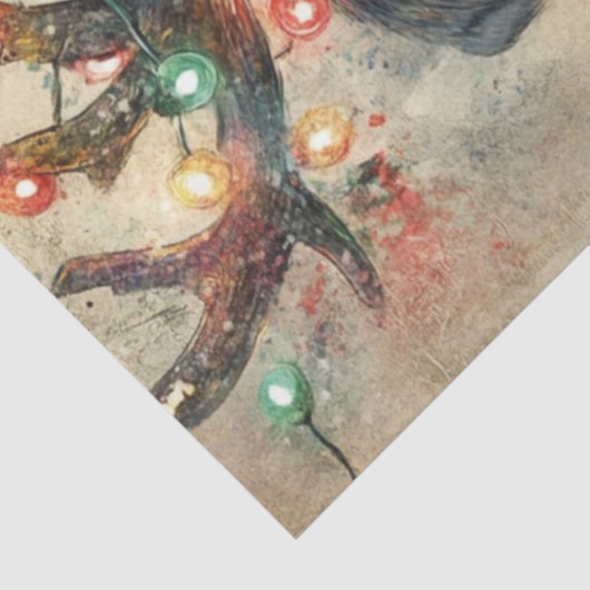 Decoupage Black Lab Christmas Lights Antlers 薄葉紙 (詳細)