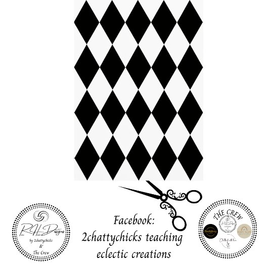 Decoupage Black White Harlequin Diamond Pattern 薄葉紙
