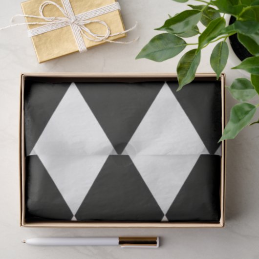 Decoupage Black White Harlequin Diamond Pattern 薄葉紙 (ギフト)