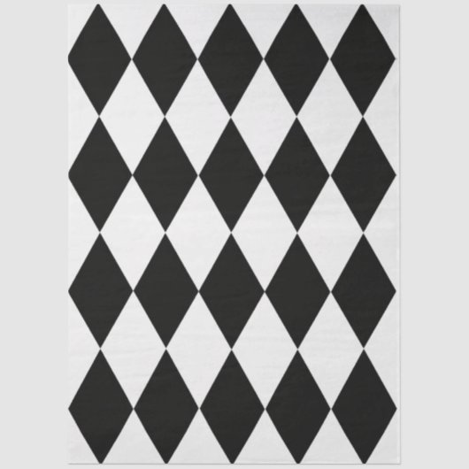 Decoupage Black White Harlequin Diamond Pattern 薄葉紙 (正面)