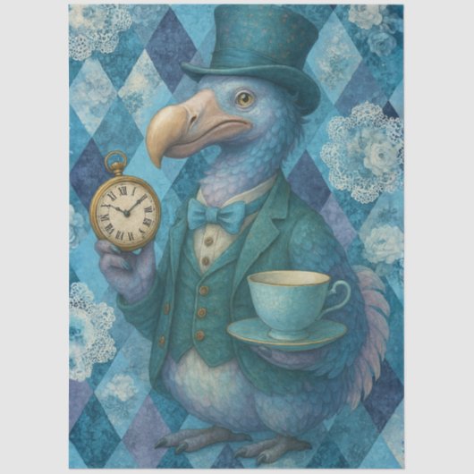 Decoupage Blue Dodo Timekeeper Tea Character 薄葉紙 (正面)