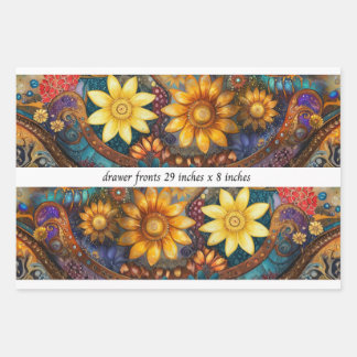 Decoupage Boho Floral Drawer Fronts 29x8" ラッピングペーパーシート