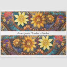 Decoupage Boho Floral Drawer Fronts 29x8" 