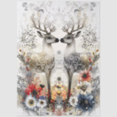 Decoupage Bold Deer Floral Christmas Art Print  薄葉紙 (正面)