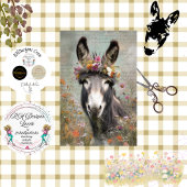 Decoupage Bold Donkey Floral Crown Farm  薄葉紙