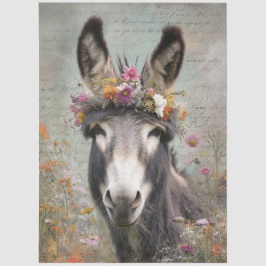 Decoupage Bold Donkey Floral Crown Farm 薄葉紙 (正面)