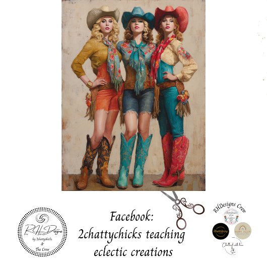 Decoupage Boot-Scootin Western Cowgirls 薄葉紙