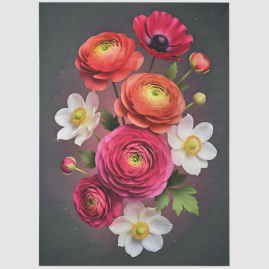 Decoupage Botanical Bloom 薄葉紙 (正面)