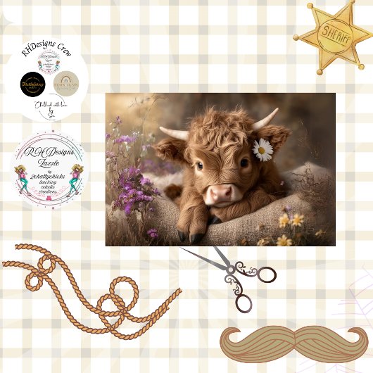 Decoupage Brown Baby Highland Wildflowers 薄葉紙