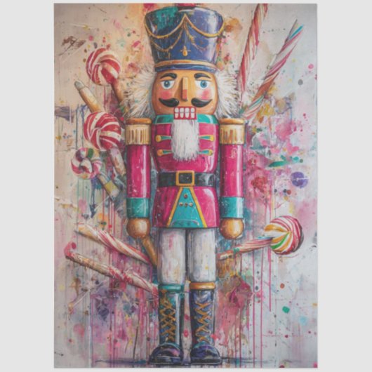 Decoupage Candy Nutcracker Ted Red Jacket  薄葉紙 (正面)