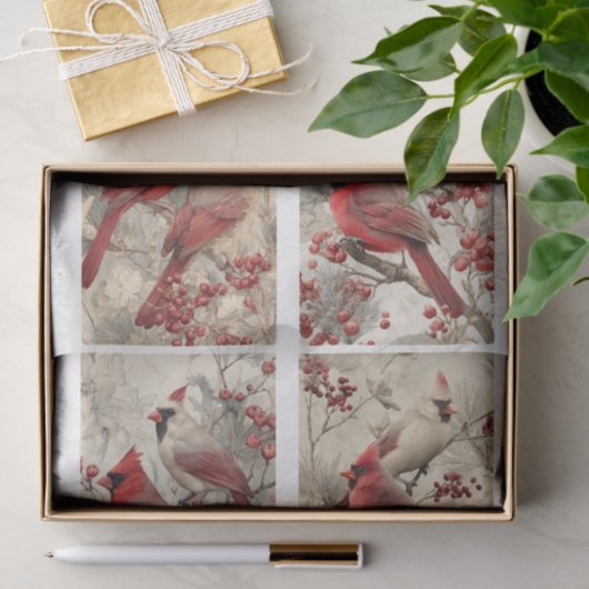 Decoupage Cardinal Panels  4x6" & 4 Designs  薄葉紙 (ギフト)