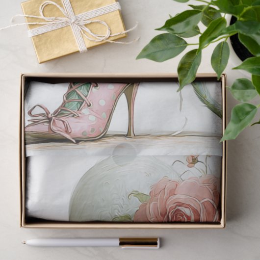 Decoupage Catwalk Green Cat Parasol Polka Dot Boot 薄葉紙 (ギフト)