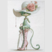 Decoupage Catwalk Green Cat Parasol Polka Dot Boot 薄葉紙 (正面)