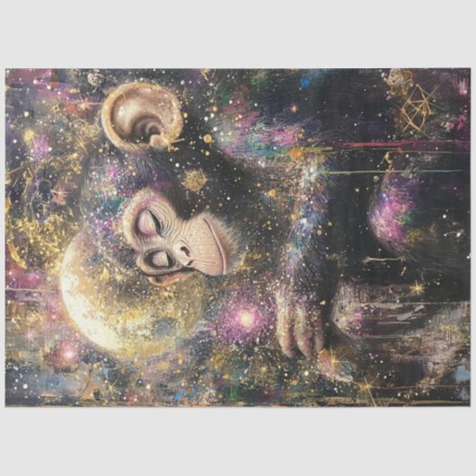 Decoupage Celestial Dreamlike Monkey Bright Colors 薄葉紙 (正面)
