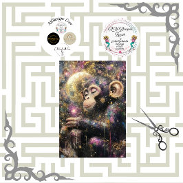 Decoupage Celestial Dreamlike Monkey Bright Colors 薄葉紙