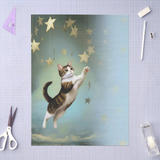 Decoupage Celestial Kitten 薄葉紙 (クラフト)