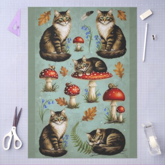 Decoupage Celestial Kitten 薄葉紙 (クラフト)